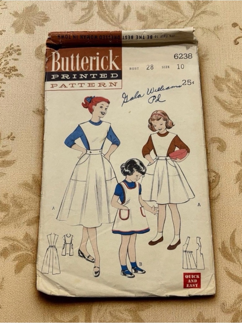 Butter Girls' Pinafore Dress Sewing Pattern in White and Blue